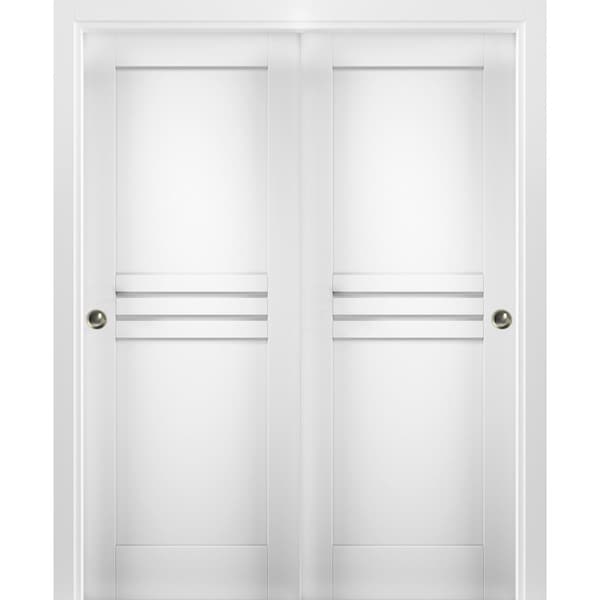 Vdomdoors Closet Bypass Interior Door, 64" x 80", White MELA7444DBD-WS-64 - main